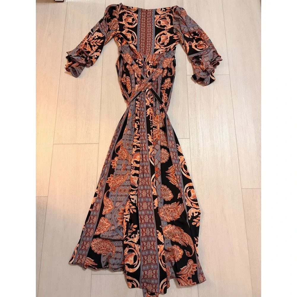 Free People Fern Bohemian Maxi Dress Sz L EUC